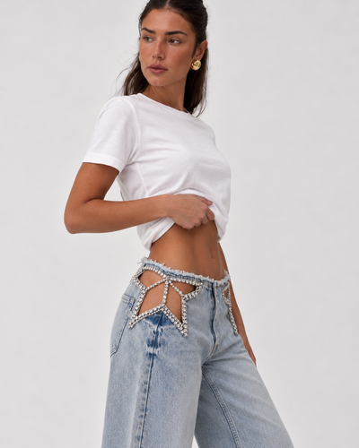 VÉRA Rhinestone Wide-Leg Jeans