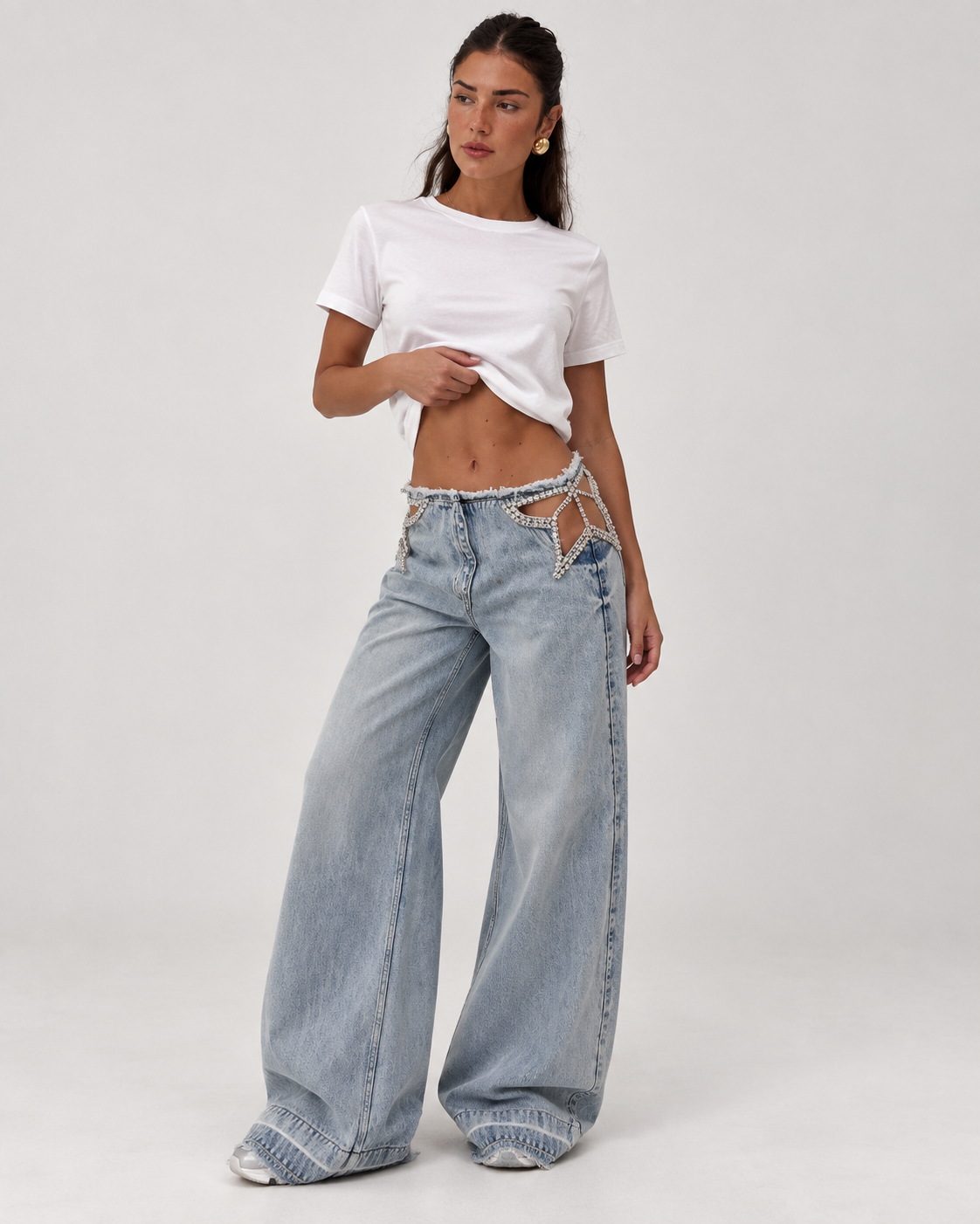 VÉRA Rhinestone Wide-Leg Jeans