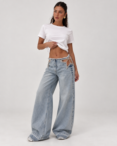 VÉRA Rhinestone Wide-Leg Jeans