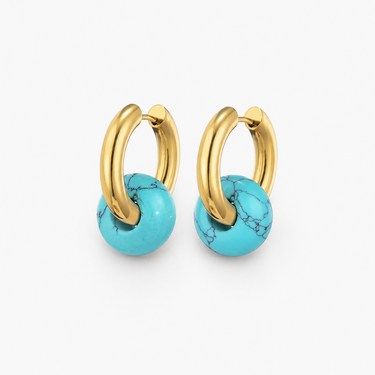 Turquoise Charm Hoop Earrings