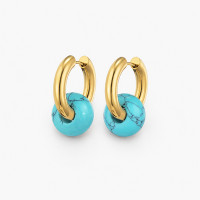 Turquoise Charm Hoop Earrings