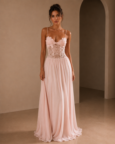Casual Lace Patchwork Beach Dress Lady Sexy Low Cut V-neck Party Dress Spring Summer Sleeveless Suspender Chiffon Long Dress