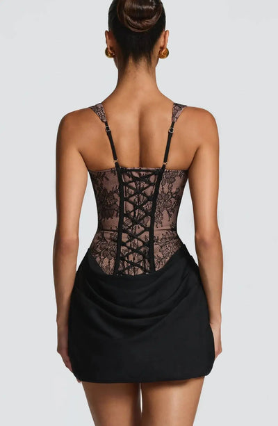 Townlike Lace Patchwork Pleated Dress Women Spaghetti Strap Mini 2026 Spring Summer Dress Evening Nightclub Sexy Party Dresses