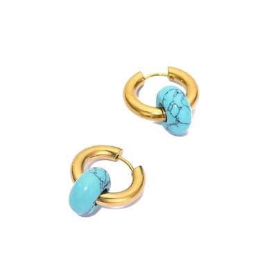 Turquoise Charm Hoop Earrings