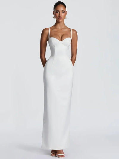 Mozision Spaghetti Strap Sexy Maxi Dress Women Elegant Sleeveless Backless Split Bodycon Wedding Guest Club Party Long Dresses