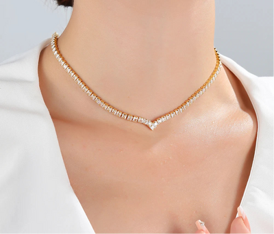 V TENNIS NECKLACE