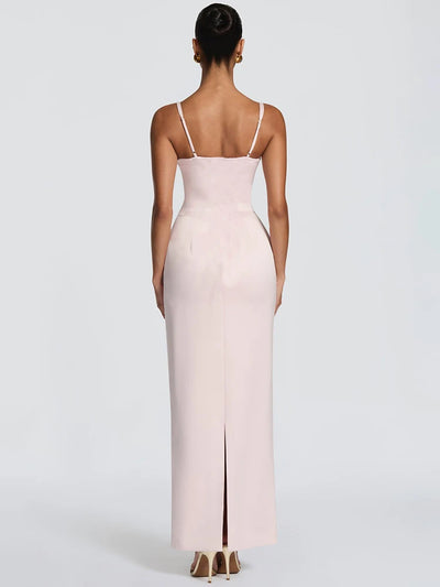 Mozision Spaghetti Strap Sexy Maxi Dress Women Elegant Sleeveless Backless Split Bodycon Wedding Guest Club Party Long Dresses