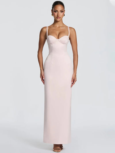 Mozision Spaghetti Strap Sexy Maxi Dress Women Elegant Sleeveless Backless Split Bodycon Wedding Guest Club Party Long Dresses