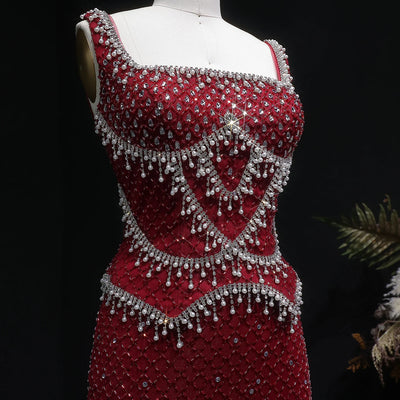 Sharon Said Luxury Dubai Gray Staight Evening Dress with Straps Arabic Women Wedding Formal Party Gowns SS631 Customized